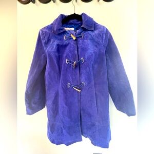 Vintage Bradley Bayou blue leather suede coat XS